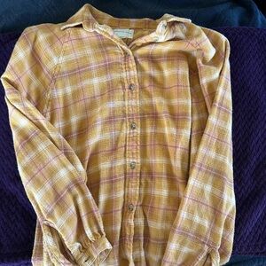 American Eagle Outfitters Mustard and Lavender Plaid Shirt